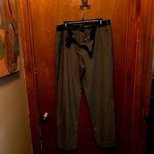 Gray Slacks with Faux Leather